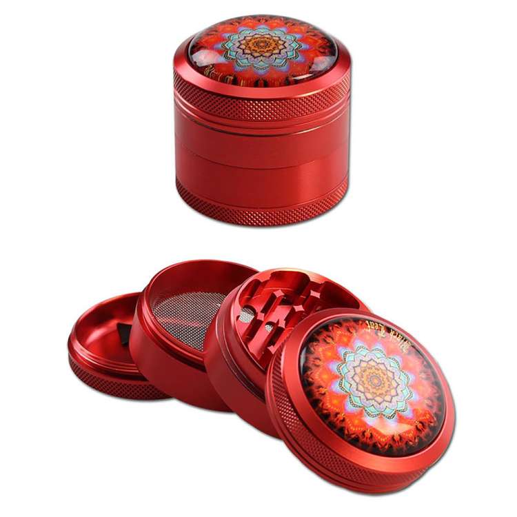 Mandala Alu-Grinder 4-teilig rot