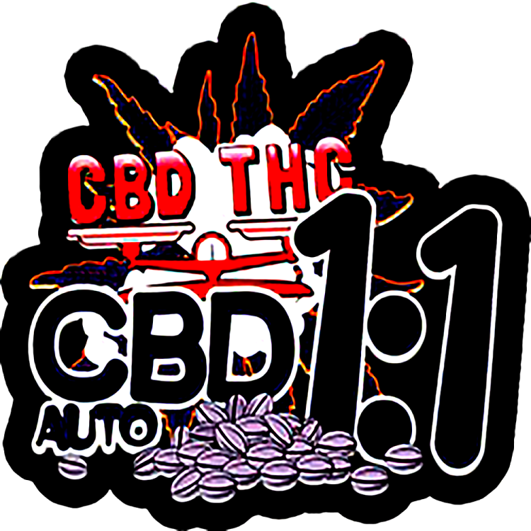 CBD 1:1 logo with red and black text