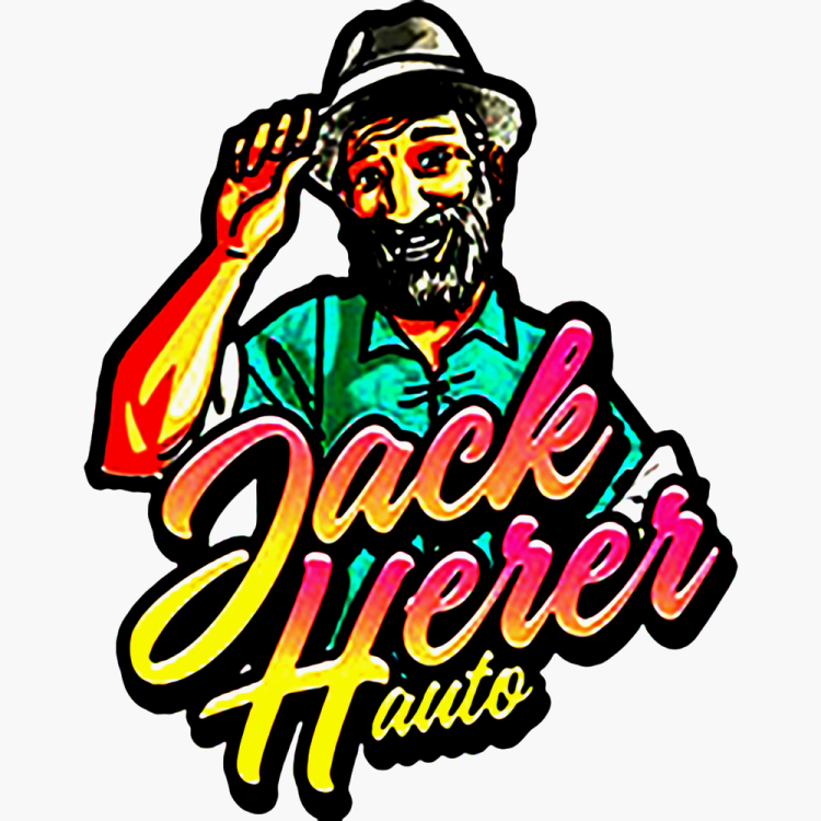 Original Jack Herer logo yellow pink text and one man with bart and hat above the text