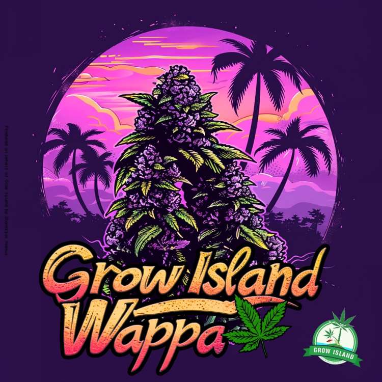 Wappa Logo — eine Hanfblüte mit Palmen im Hintergrund.