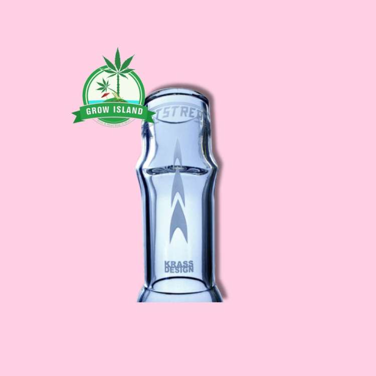 Jetstream KRASS Design Acrylic Bong upper part with hell rose background and green grow island logo in the left upper corner
