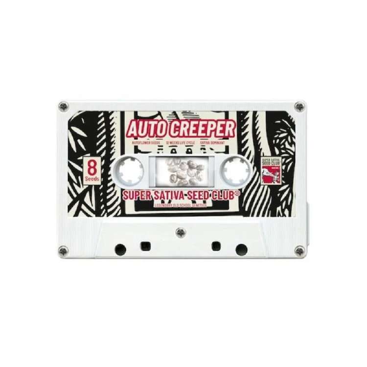 White cassette with the plant name Creeper on it