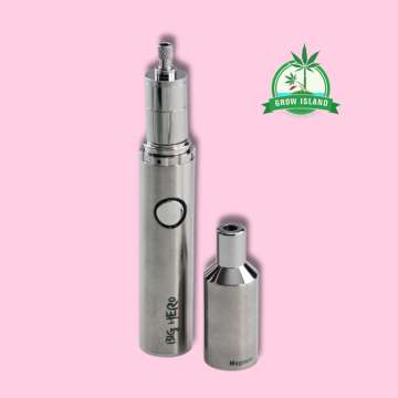 Big Hero - Dab Pen Vape in 2 pieces with hell rose background and green Grow Island logo in the right upper corner