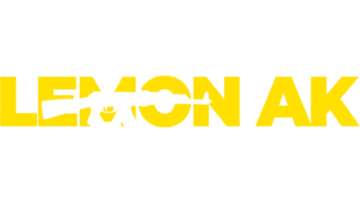 Lemon AK logo yellow-white text and one white gun on it
