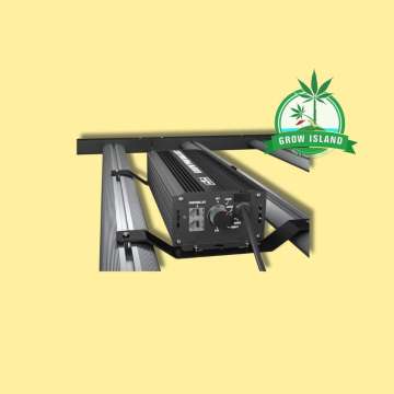 Lumen King 720W LED with yellow background and green grow island logo in the right upper corner