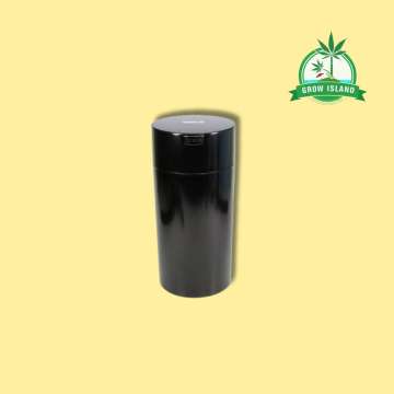 TightVac black Vakuumdose Solid closed with yellow background and green grow island logo in the right upper corner
