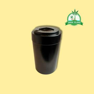 TightVac black Vakuumdose Solid 10l with yellow background and green grow island logo in the right upper corner
