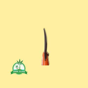 Trimming Scissors Curved orange colour with yellow background and green Grow Island logo in the right lower corner